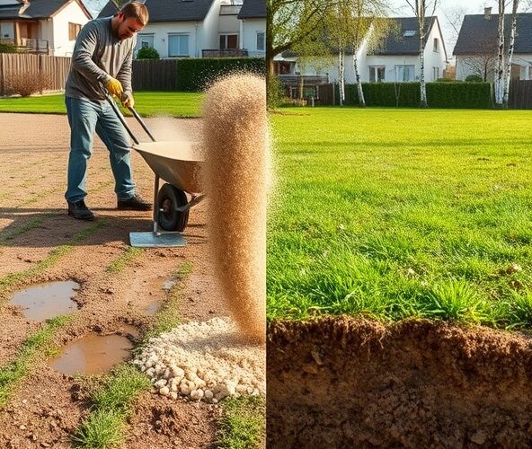 Jak wykonać piaskowanie trawników w Komorowie, by poprawić drenaż?