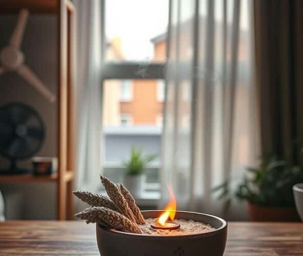 Jak palić szałwię białą jako kadzidło w małym mieszkaniu, by ograniczyć dym i zadbać o wentylację?